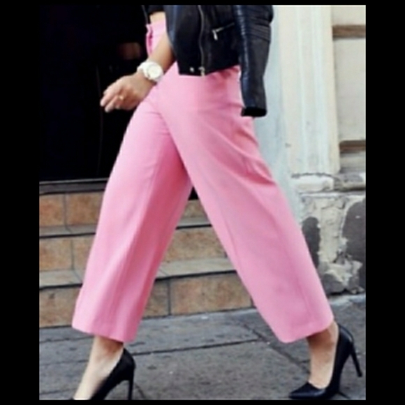 Zara Pants - Zara Woman Pink Cropped Dress Pants